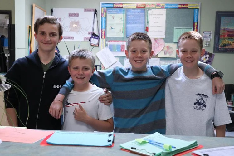 Taos Charter School Kids posing together