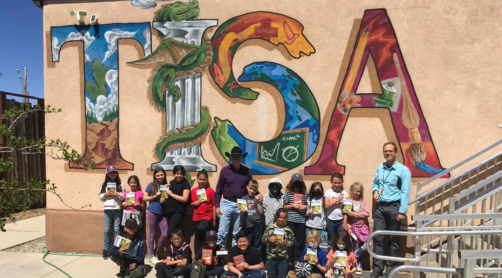 Tisa Kids group picture outside the school